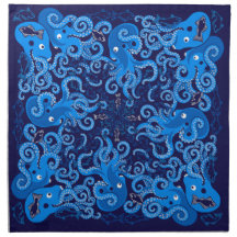 Serviettes en tissu octpous bleu