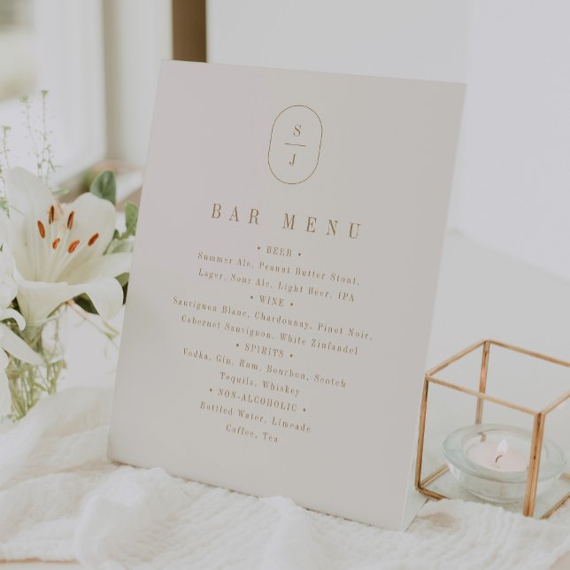 De Table SHYLAH Elegant Gold Cream Mariage Bar Menu Signe (SHYLAH Elegant Gold Cream Wedding Bar Menu Sign)