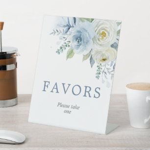 De Table Signe bleu Dusty Rose Floral Douche Faveurs