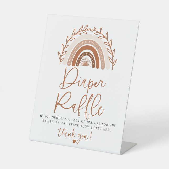De Table Signe Boho Rainbow Diaper Raffle pour Baby shower (Recto)