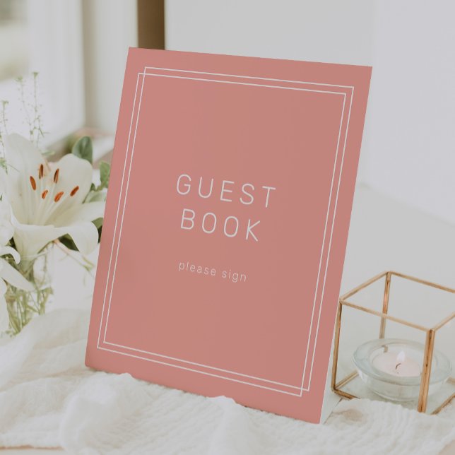 De Table SIGNE DU LIVRE D'INVITATION Mariage AVERTISSEMENT  (AVERY Minimal Blush Peach Wedding Guest Book Sign)