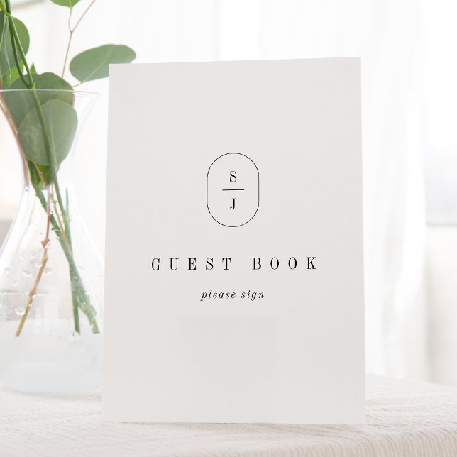 De Table SIGNE DU LIVRE D'INVITATION SHYLAH Simple Monogram (SHYLAH Simple Monogram Wedding Guest Book Sign)