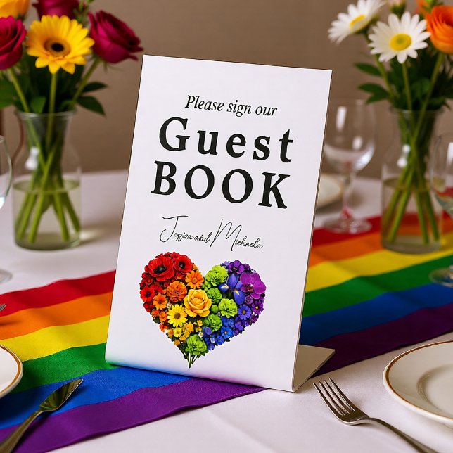 De Table 🌈 Signe du livre d'or Flourissez Ensemble (🌈 Sign Guest Book sign Flourish Together)