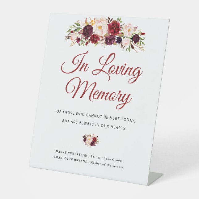 De Table signe du mémorial mariage à fleurs rousses (Recto)