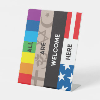 De Table Signe en plastique 8x10 "Tous sont les bienvenus i