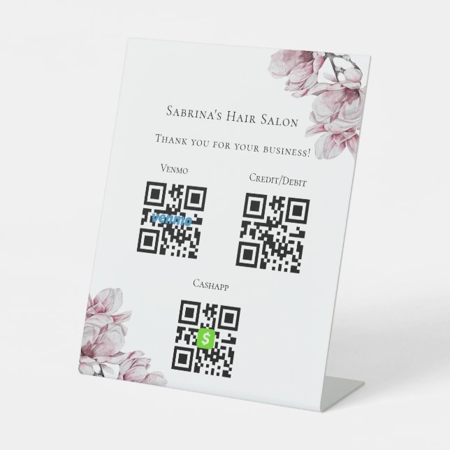 De Table Signe professionnel Floral pour payer l'entreprise (Recto)