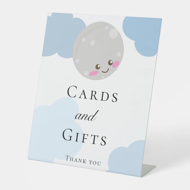 De Table Signe sur le Baby shower Lune Cartes et Cadeaux (Recto)