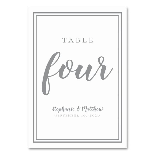 De Table Tableau mariage Numéro Quatre gris et blanc simple (Par défaut)