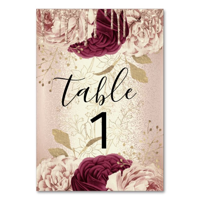 De Table Tableau numéro 1 Rose Florals Marsala Bourgogne (Par défaut)