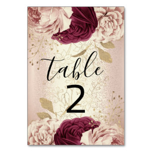 De Table Tableau numéro 2 Florals Rose Gold Marsala Bourgog