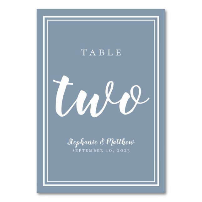 De Table Tableau numéro deux | Dusty Blue Mariage Simple (Par défaut)