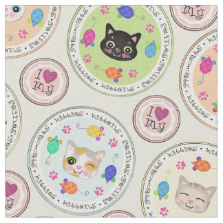  de tissu du motif de l'amoureux des chats mignon