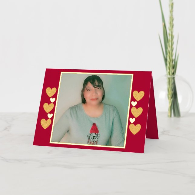 De Vacances En Aluminium Carres personnalisées Photo Gold Foil Plier Carte (Recto)