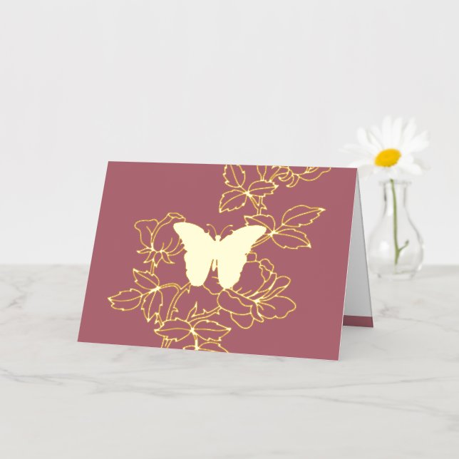 De Vacances En Aluminium Carte d'huile d'or papillon personnalisée (Petite fleur)
