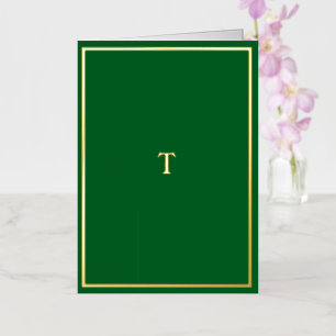De Vacances En Aluminium Carte Pliée Verte Monogramme Véritable Gold Foil