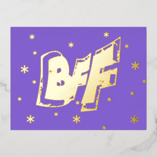 De Vacances En Aluminium Carte postale BFF Friendship Stars Gold Foil