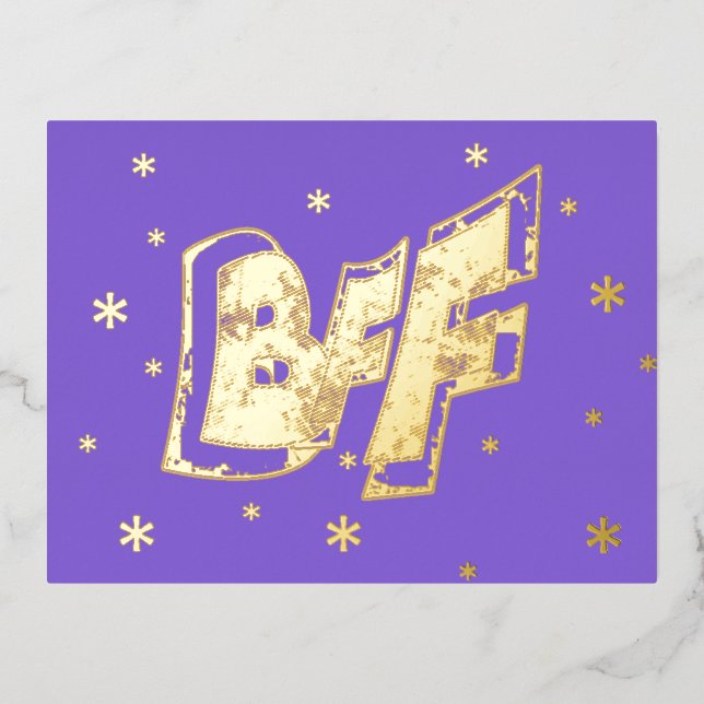 De Vacances En Aluminium Carte postale BFF Friendship Stars Gold Foil (Recto)