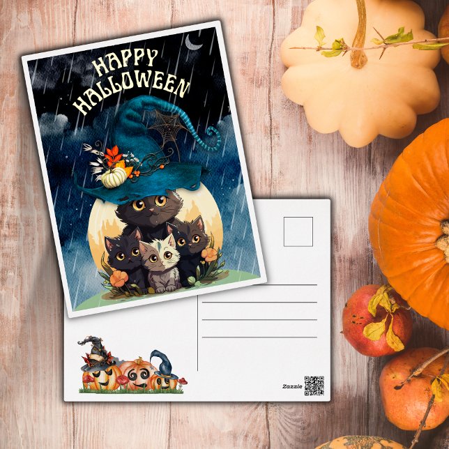 De Vacances En Aluminium Carte postale Cute Halloween Chats Foil (Créateur téléchargé)