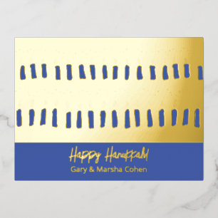 De Vacances En Aluminium Carte postale Happy Hanoukka Blue et Gold Foil