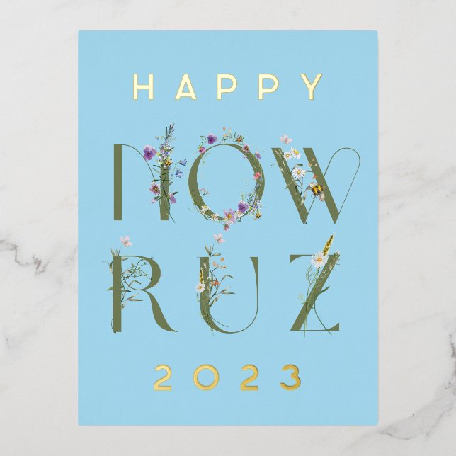 De Vacances En Aluminium Carte postale Happy Nawruz 2023 Foil (Recto)