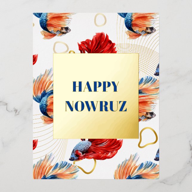 De Vacances En Aluminium Carte postale Nowruz Dancing Goldfish Trio (Recto)