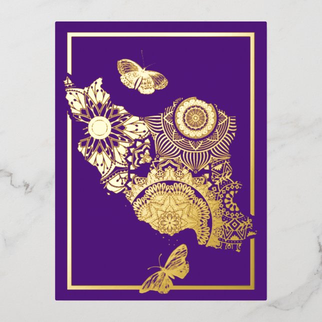 De Vacances En Aluminium Carte postale Perse Eid Mobarak Foil (Recto)