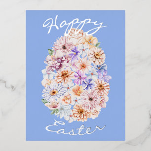 De Vacances En Aluminium Carte postale Personnalisable Pâques Florales Bleu