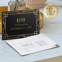 Carte postale RSVP Art déco classique Black Gold R