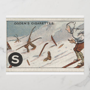 De Vacances En Aluminium Carte postale Ski vintage