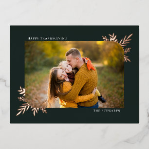 De Vacances En Aluminium Carte postale Thanksgiving Botanical Frame Foil