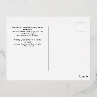 De Vacances En Aluminium Carte postale Tour Eiffel Paris avec huile d'or - 