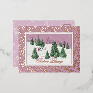 De Vacances En Aluminium Carte postale Victorian Pink Forest Foil
