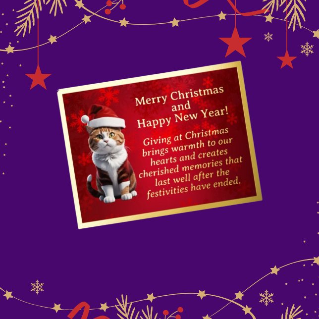 De Vacances En Aluminium Chubby Chat à Santa Hat Carte postale (Créateur téléchargé)