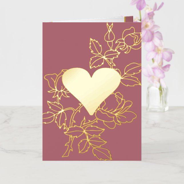 De Vacances En Aluminium Elégante carte florale personnalisée au coeur (Orchidée)