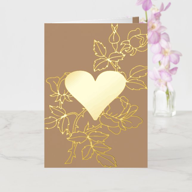 De Vacances En Aluminium Elégante carte florale personnalisée au coeur (Orchidée)