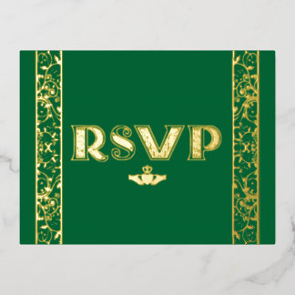 De Vacances En Aluminium Filigree Foil, Claddagh carte postale RSVP