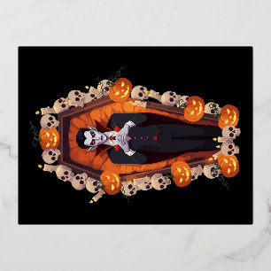 De Vacances En Aluminium 🦇 Gothique Vampire Carte postale noire 🖤 🎃
