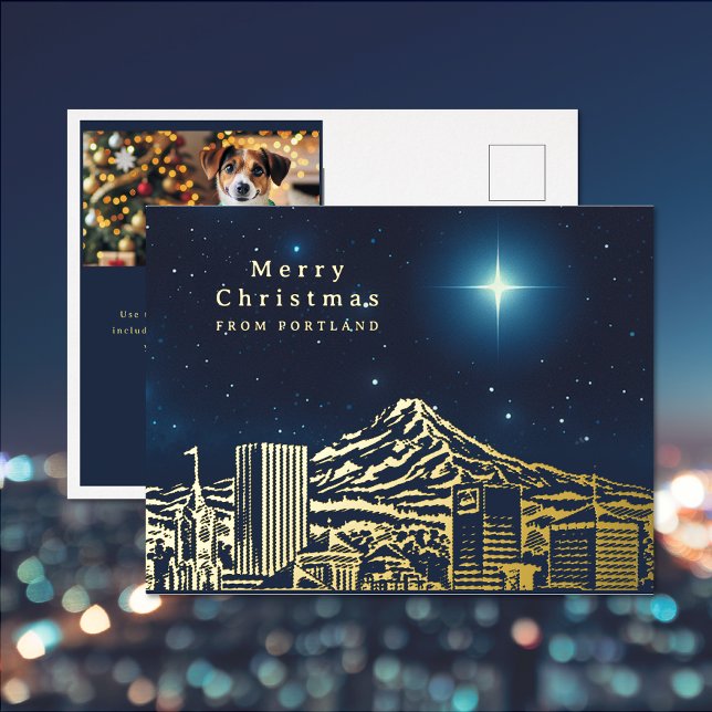 De Vacances En Aluminium Joyeux Noël Star Ajouter Photo Foil Carte postale (Merry Christmas Star Add Photo Foil Post Card (front and back))