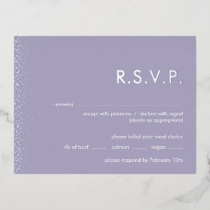 De Vacances En Aluminium Lavender shimmer foire mariage RSVP carte postale