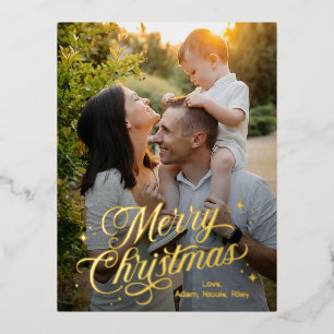 De Vacances En Aluminium Magique Temps Joyeux Noël Foil Carte postale
