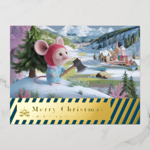 De Vacances En Aluminium neige montagne rouge carte postale F