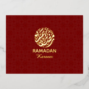 De Vacances En Aluminium Ramadan Kareem Carte Postale Élégante Rouge & Or à