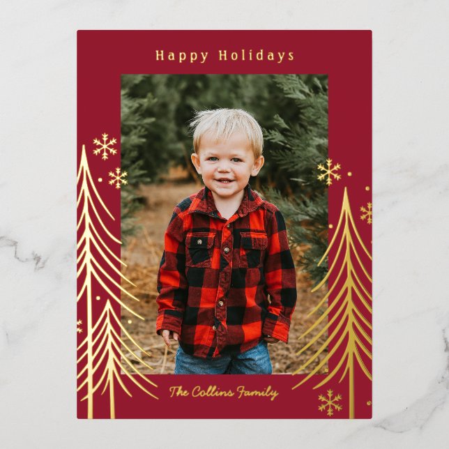 De Vacances En Aluminium Scène d'hiver Foil Photo Noël Carte postale (Recto)