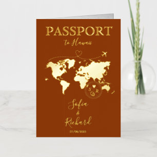 De Vacances Métallisée Boho Terracotta Mariage Passport Carte du monde Ha