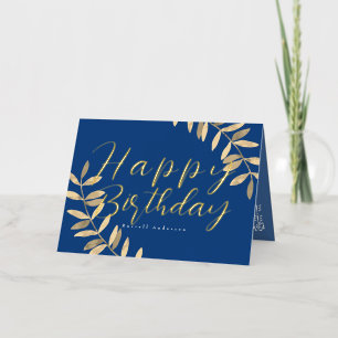 De Vacances Métallisée Carte d'anniversaire bleu minimaliste
