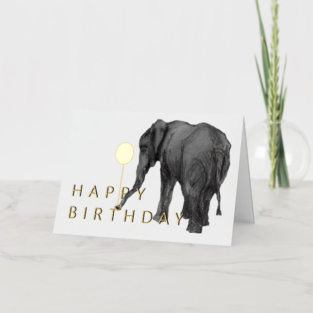 De Vacances Métallisée Carte d'anniversaire éléphant 5 X 7  (Recto)