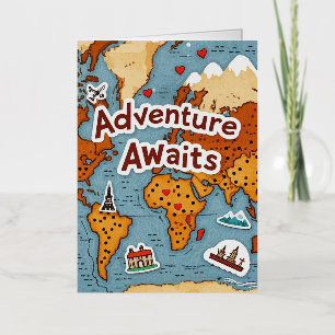 De Vacances Métallisée Carte du monde avec citation