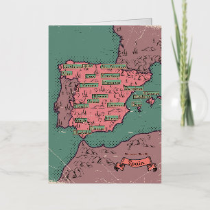 De Vacances Métallisée Espagne Vintage vieille carte