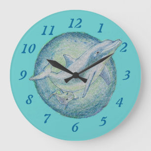 De veau de dauphins horloge murale "enfantez et"