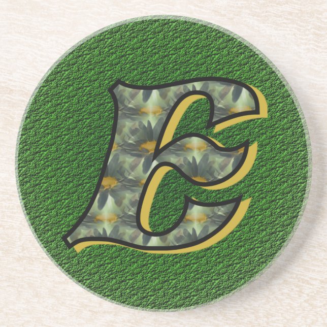 De Verre En Grès Monogramme Initial E Black Daisies Boire Dessous d (Devant)